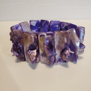 Purple Shell Stretch Bracelet - Handcrafted
